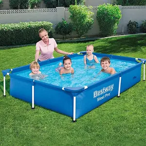 Bestway 7.3Ft Rectangular Frame Swimming Pool Steel Pro Paddling Family Kids