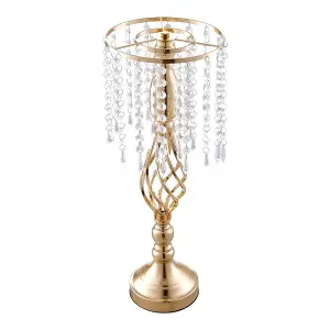 Wedding Table Centerpiece Metal and Crystal Vase in Gold