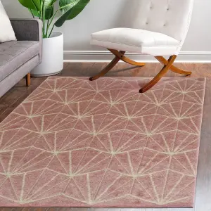 Portland Pink Geometric Medium Rug, (L)170cm x (W)120cm