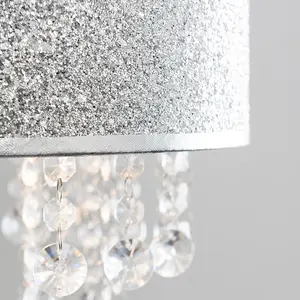 ValueLights Bonita Silver Ceiling Pendant Droplets Shade and B22 GLS LED 10W Warm White 3000K Bulb