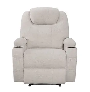 Recliner Manual Chair in Cream Linen Fabric