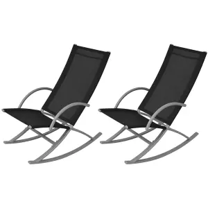 Berkfield Garden Rocking Chairs 2 pcs Steel and Textilene Black