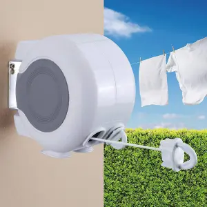 Double Line 26m Retractable Clothes Washing Reel Line - Durable And Compact - Wall Mountable - UV Stable Protective Casing