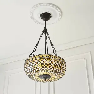 Tiffany Glass Hanging Ceiling Pendant Light Dark Bronze 450mm Lamp Shade i00140