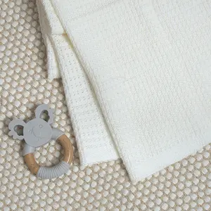 Luxury 100% Organic Cotton Knit Baby Blanket (Oat Milk)