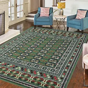 Green Traditional Bokhara Rug - Texas