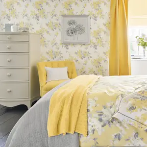 Laura Ashley Sunshine Apple blossom Smooth Wallpaper Sample