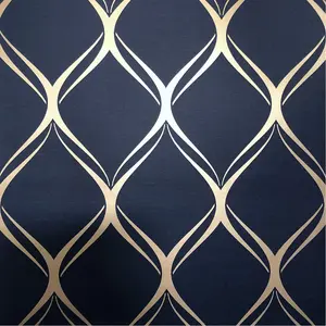 World of Wallpaper Clifton Wave Geometric Wallpaper Navy/Gold (WOW41964-BUR)