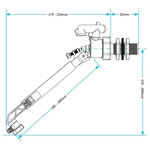 SPARES2GO Side Entry Ball Valve Toilet Cistern Filling Adjustable Float Arm Inlet (1/2")