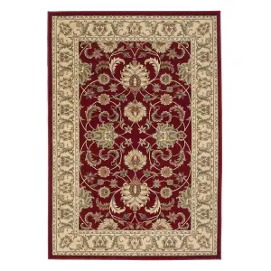 Persian Bordered Easy to Clean Red Floral Traditional Rug for Dining Room-120cm X 170cm