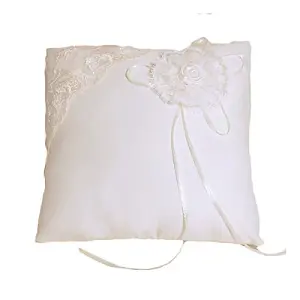 Ring Cushion with Lace Trim: 20 x 20cm: Ivory