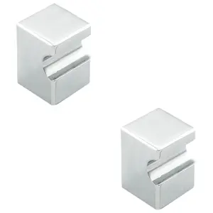 2 PACK - Square Cupboard Door Knob 18 x 18mm - 25mm Projection Polished Chrome