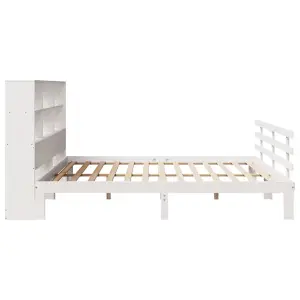 Berkfield Bookcase Bed without Mattress White 200x200cm Solid Wood Pine