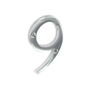 Securit 9 Chrome Door Number Silver (75mm)