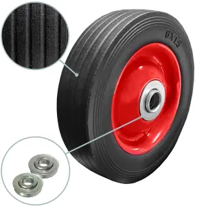 Pack of 2 6" Solid Wheels for Sack Truck / Trolley / Cart 6 Inch Wheels 16mm Roller Bearings