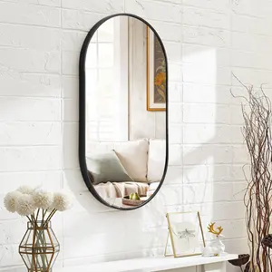 Loy Oval Metal Framed Wall Mounted Vanity Mirror Black