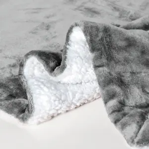 EHC Warm & Soft Sherpa Flannel Fleece Microfiber Blanket, Double Bed, Dark Grey - 150 cm x 200 cm