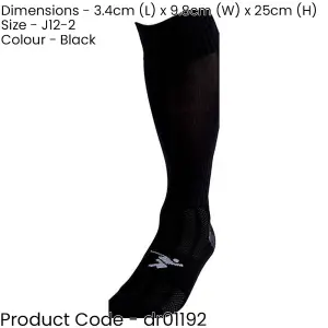 JUNIOR SIZE 12-2 Pro Football Socks - PLAIN BLACK - Ventilated Toe Protection