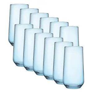 Queensway Home & Dining 470ml 12 Pcs Light Blue Coloured Highball Tall Cocktails Juice Glasses