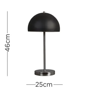 ValueLights Dargai Contemporary Satin Nickel and Matt Black Dome Table Lamp