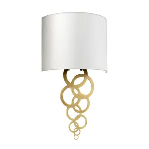 Elstead Curtis Medium 1 Light Wall Light, Aged Brass, Ivory Faux Silk Shade