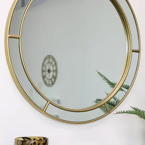 Melody Maison Large Round Gold Window Mirror 80cm x 80cm