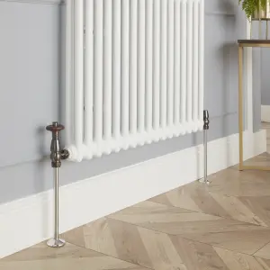 GoodHome Polished Black Traditional Angled Thermostatic Radiator valve & lockshield (Dia)15mm x ½"