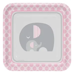 Creative Party Little Peanut Dotted Baby Shower Dinner Plate (Pack of 8) Pink/Grey (One Size)