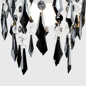 ValueLights Elegant Chandelier Design Ceiling Pendant Light Shade With Black And Clear Acrylic Jewel Droplets