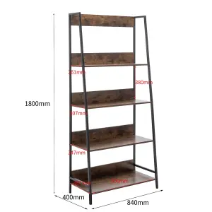 WestWood Bookcase Ladder Design 4 Tiers Storage Office Home Decor Brown Big Size