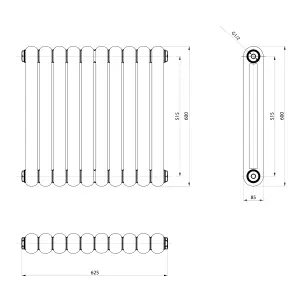 Estelle White Horizontal Column Radiator - 600x622mm