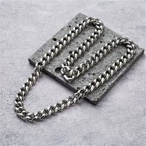 Men's 12mm Stainless Steel 18-24 Inch Cuban Curb Chain Necklace By Philip Jones Jewellery 22 Inch