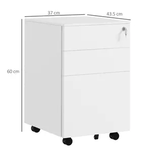 37cm Wide 3 -Drawer Mobile Steel File Cabinet