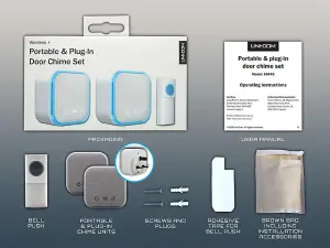 Uni-Com 98476 98477GB W96001 Portable and Plug-In Door Chime Set White UNC68440