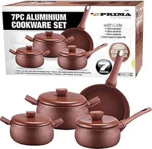 7Pc Cookware Set Pot Kitchen Saucepan Frying Pan Casserole Cooking Lid Non Stick