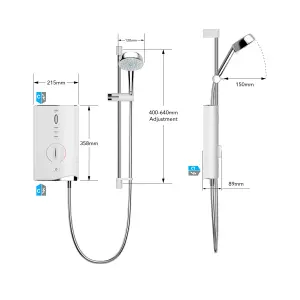 Mira Sport max single outlet Gloss White Electric Shower, 9kW