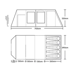 Berghaus Telstar 5 Man Nightfall Tent with Darkened Bedrooms and Integrated Porch