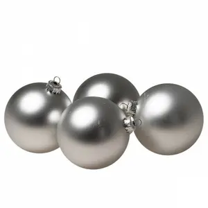 Luxury Shatterproof Baubles Ornament (Set of 4) Silver Satin