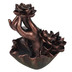 Something Different Hand With Flower Backflow Incense Burner Brown (One Size)