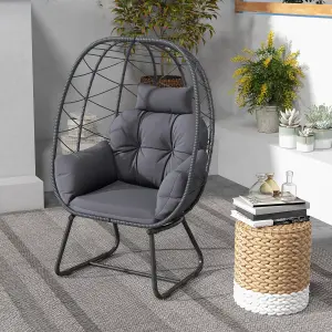 Costway PE Wicker Egg Chair Indoor Outdoor Lounge Chair Patio Basket Chair