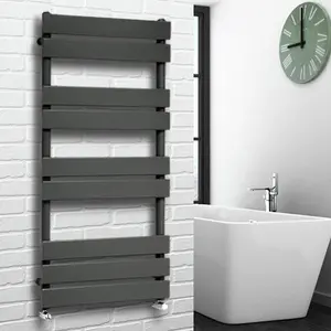 Flat Panel Heated Towel Rail Radiator Bathroom Warmer Anthracite / 100cm H x 45cm W x 6.2cm D