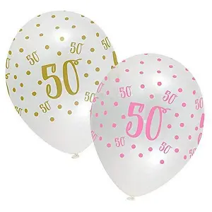 Creative Party Latex 50th Birthday Balloons (Pack of 6) Multicoloured (One Size)