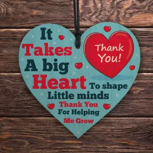 Red Ocean Teacher Wood Heart Gift - Thank You Gifts for School Teacher, TA, Nursery, Leaving - Gifts for Teachers