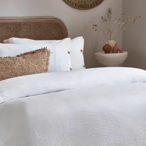 Mukadas Cotton Solid Colour Duvet Cover Set with Pillowcases White / Single - 1 Standard Pillowcase