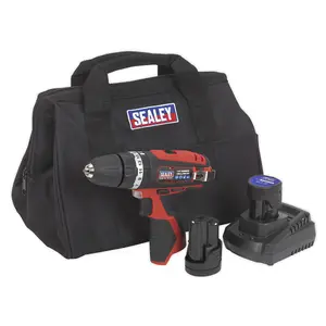 Sealey Compact Hammer Drill Driver Kit 10mm 12V Li-Ion - 2 Batteries CP1201KIT