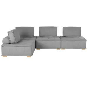 Corner Sofa TIBRO Grey Fabric Right Hand