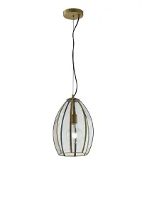 Luminosa Chester Dome Ceiling Pendant, Brass, E27