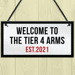 Lockdown Bar Sign 2021 Tier 4 Arms Man Cave Garage Garden Shed Sign Gift