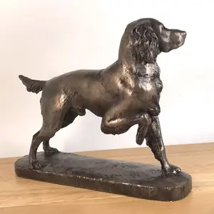 Springer Spaniel dog figurine in solid cold cast bronze designed by David Geenty