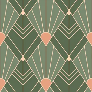 Bobbi Beck eco friendly Green art deco diamond Wallpaper